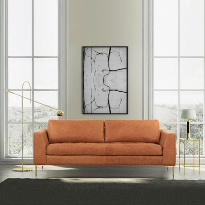 Poly & BARK Calle 90" Sofa, Full-Grain Pure-Aniline Italian Leather, Cognac Tan, Brass Legs