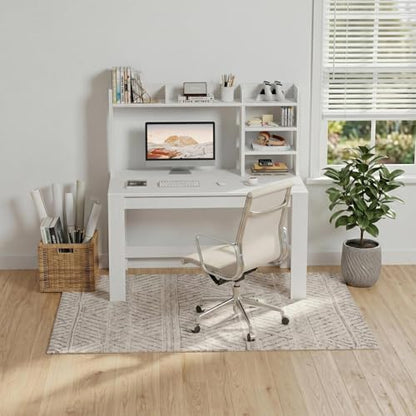 43" White Student Desk with Hutch and Built-in Power Outlet, view 5