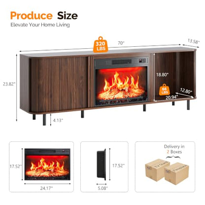 70" Fluted Fireplace TV Stand for 80" TVs, view 3
