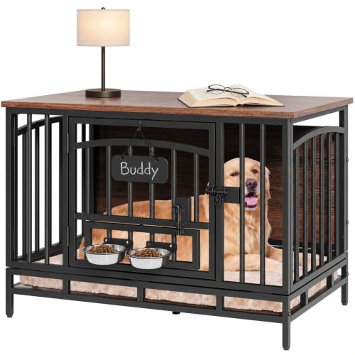 41.3" Heavy Duty Foldable Dog Crate Furniture for Medium Dogs, view 8