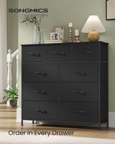 SONGMICS Dresser for Bedroom, Wide Dresser with 9 Fabric Drawers, view 4