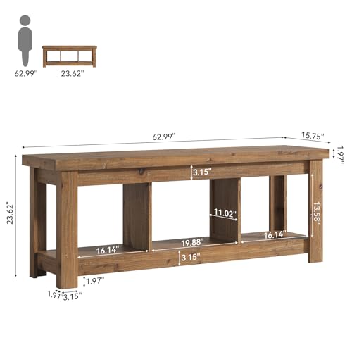63" Solid Wood TV Stand, Entertainment Center for 65 inch TVs, view 3