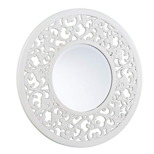 Kinior Decorative Wall Mirror - Transitional Design, White Finish - Fully Assembled - Ideal for Bathroom, Entryway (WS1092317)