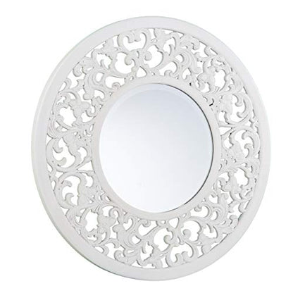 Kinior Decorative Wall Mirror - Transitional Design, White Finish - Fully Assembled - Ideal for Bathroom, Entryway (WS1092317)