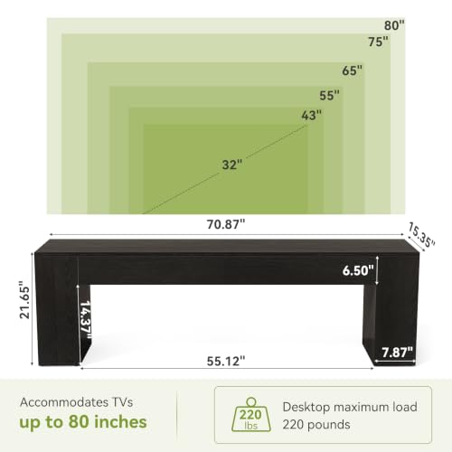70.8" TV Stand, Wooden Entertainment Center, view 5