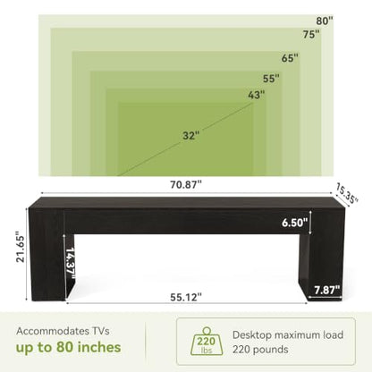 70.8" TV Stand, Wooden Entertainment Center, view 5