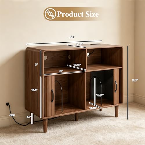 Fluted TV Stand with Storage Cabinets Media Console Table for Bedroom, view 3