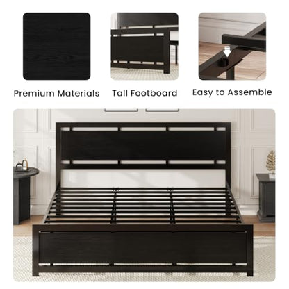 King Size Bed Frame with Headboard and Footboard, view 5