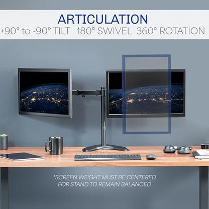 STAND-V002F Dual LED LCD Monitor Free-Standing Desk Stand for 2 Screens, view 5