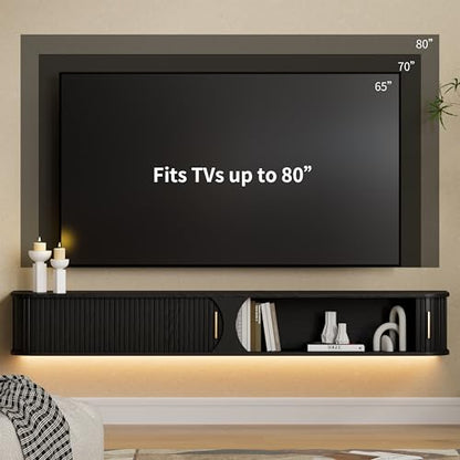 71" Floating TV Stand with Power Outlet for TVs up to 80", view 4