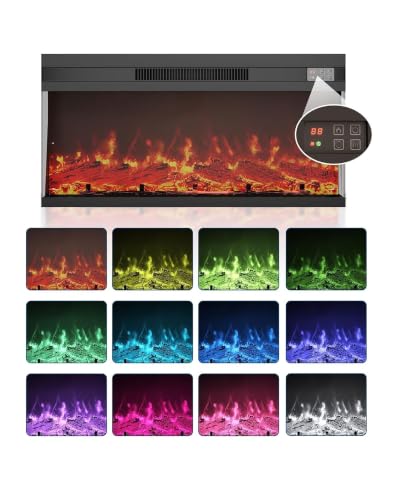 36 Inch Electric Fireplace with Remote, Four-Color Flame,Fireplace Only, view 7