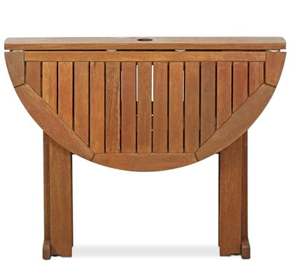 FG17035 Tioman Hardwood Patio Furniture Gateleg Round Table in Teak Oil, Natural