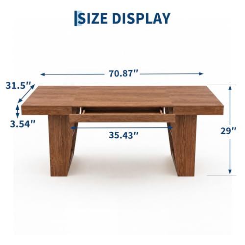70-Inch Executive Desk, Office Desk with Drawer and Storage Shelves, view 3
