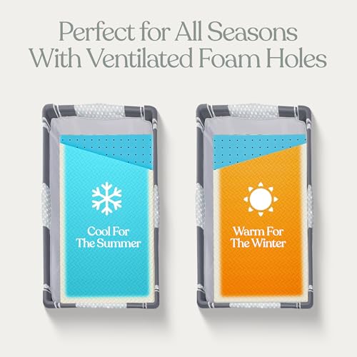 Trifold Pack and Play Mattress - Waterproof Washable Removable Cover | Fits Most Play Pens & Pack n Plays – Mattress Size 38 x 26 x 1 – Exceeds All CPSC Testing - CertiPUR + OKEO-TEX Certified