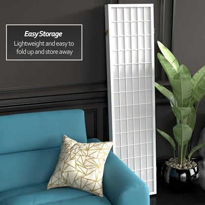 6 ft. Tall Window Pane Shoji Screen - White - 4 Panels