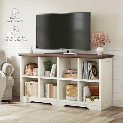 8 Cube Organizer Bookcase, Cube Shelf with Storage, Walnut + White, view 5