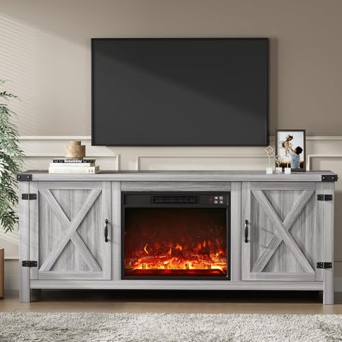 58 Inch Fireplace TV Stand for TVs up to 65 Inch, Gray Wash, view 2