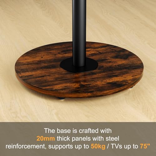 Rolling tv Stand for Living Room for 40-75 Inch Wood Basecorner on Wheels | for 40 45 50 55 60 65 70 75 inch TVs，portable Swivel Portable，Height Adjustable Mobile TV Cart Holds up to 110Lbs Black