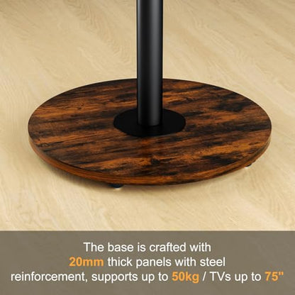 Rolling tv Stand for Living Room for 40-75 Inch Wood Basecorner on Wheels | for 40 45 50 55 60 65 70 75 inch TVs，portable Swivel Portable，Height Adjustable Mobile TV Cart Holds up to 110Lbs Black