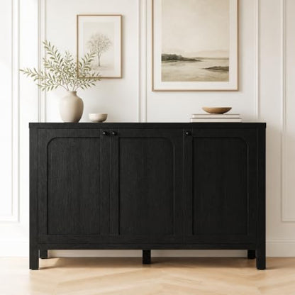 47" Black Sideboard Buffet Cabinet with Storage Modern Credenza with Doors, view 2