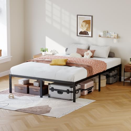 Full Bed Frame, 14 Inch Full Size Metal Platform Bed Frame, Black, view 2