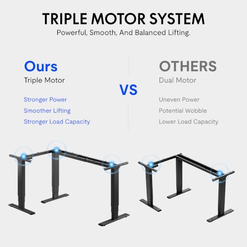 FLEXISPOT Corner Triple Motor L Shaped Computer Electric Standing Desk Sit, view 4