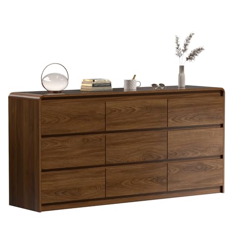 9 Drawer Dresser, 63" Wide Walnut Dresser with Soft-Close Drawers, view 2
