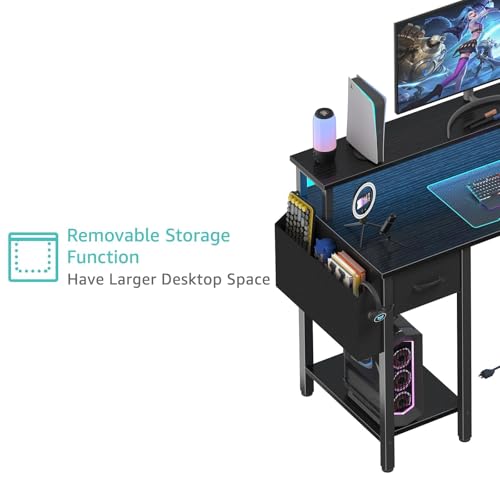 L Shaped Gaming Desk with Storage Shelves, view 8