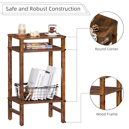 Industrial End Tables for Living Room, Brown, view 6