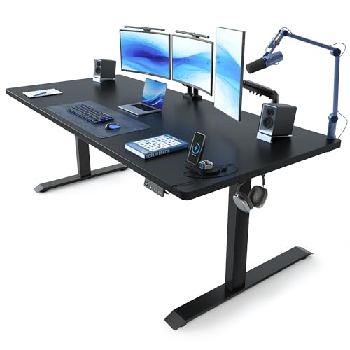 63 x 37 Inch Large Electric Standing Desk 1" Thick Desktop, Black, view 2