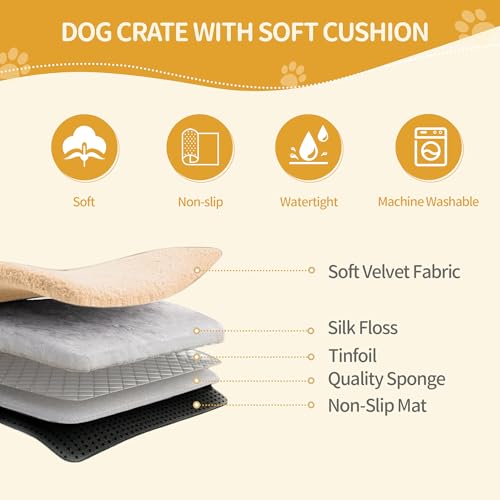 63" Double Dog Crate Furniture, Dog Kennel Indoor with Cushion, view 6