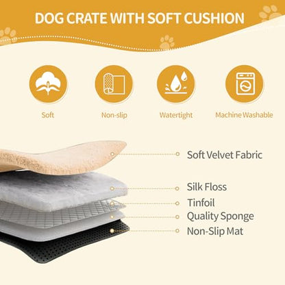 63" Double Dog Crate Furniture, Dog Kennel Indoor with Cushion, view 6
