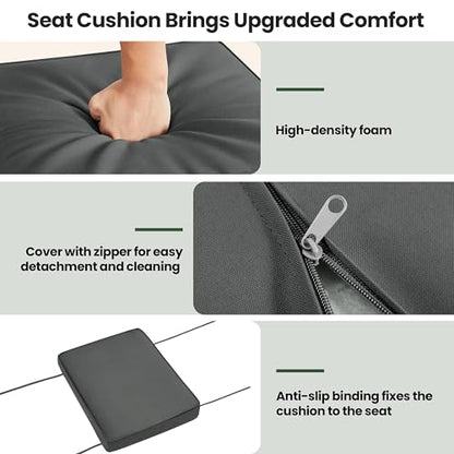 Yaheetech Wicker Ottomans, 2 Footrest with Removable Cushion, Black/Gray | 2pcs PE Rattan Side Table Additional Seating Multipurpose Outdoor Furniture for Patio, Backyard