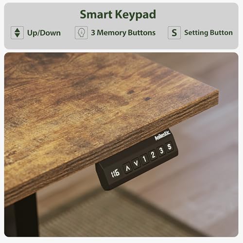 63 x 55 Inch L Shaped Electric Standing Desk, Rustic Brown, view 6