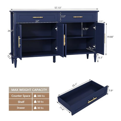 58 Inch Sideboard Buffet Cabinet with Storage, view 3