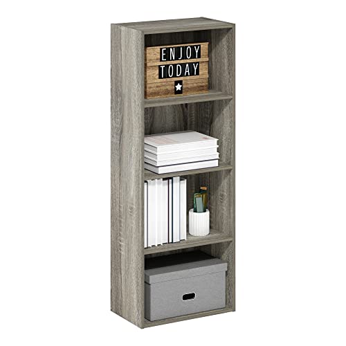 LUDER 4-Tier Book Shelf, Open Shelves Bookshelf, French Oak, view 6