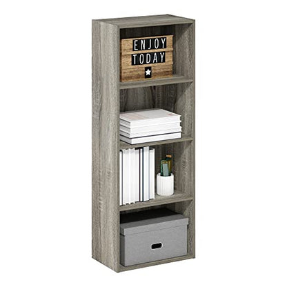 LUDER 4-Tier Book Shelf, Open Shelves Bookshelf, French Oak, view 6