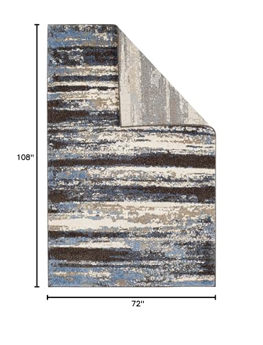 SAFAVIEH Retro Collection Area Rug - 6' x 9', Cream & Blue, Modern Abstract Design, Non-Shedding & Easy Care, Ideal for High Traffic Areas in Living Room, Bedroom (RET2138-1165)