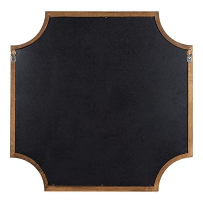 Hogan Scalloped Square Mirror; 24 x 24; Rustic Brown; Decorative Modern Farmhouse Wall Mirror for Display with Unique Shape and Large Size