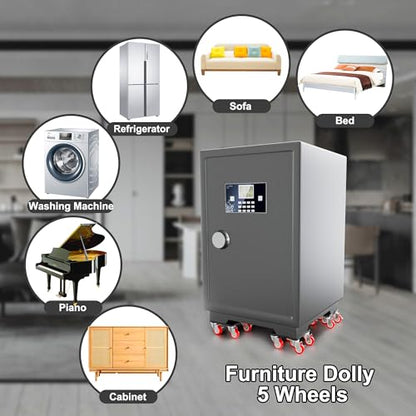 Furniture Dolly Set 5 Wheels Heavy Duty, Furniture Movers with Silent Rubber Wheels, 360° Rotation with Brake, 1500Lbs Load Capacity, Furniture Lifter for Easy Moving Large Furniture.