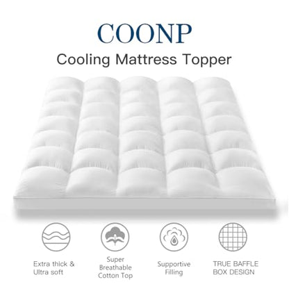 Queen Mattress Topper, Cotton Extra Thick Pillow Top Mattress Pad, view 3
