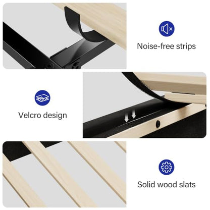 Queen Size Bed Frame with Headboard, Velvet Upholstered Bed Frame, view 8