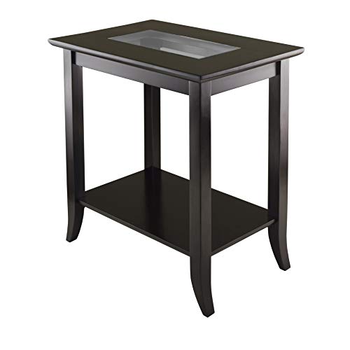 Genoa 25.04 x 23.94 x 16.3-Inch Composite Wood End Table with Glass Top, view 2