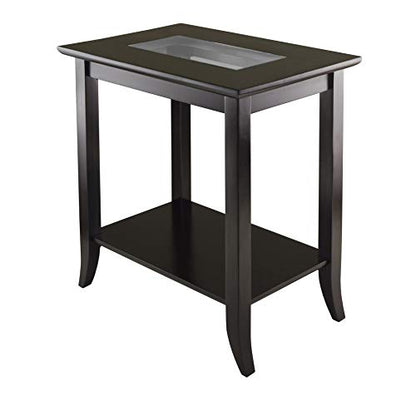 Genoa 25.04 x 23.94 x 16.3-Inch Composite Wood End Table with Glass Top, view 2