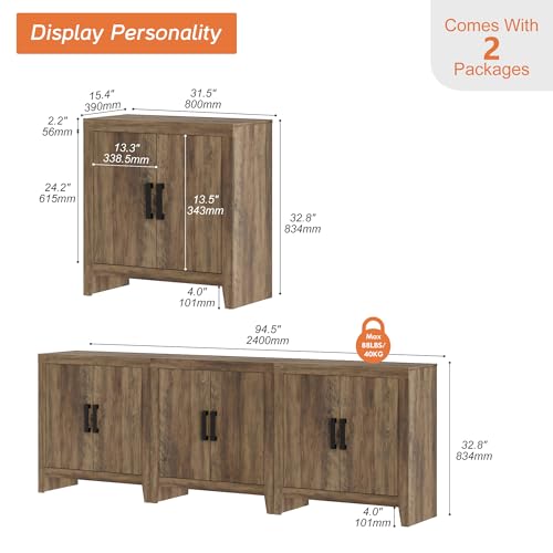 Farmhouse TV Stand for TVs up to 85 Inch, view 3