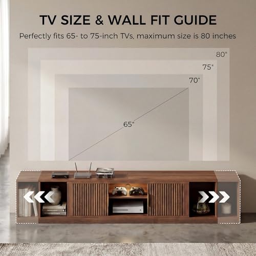 TV Stand for 55-80 Inches TVs, 63"-84.6" Adjustable Length, view 4