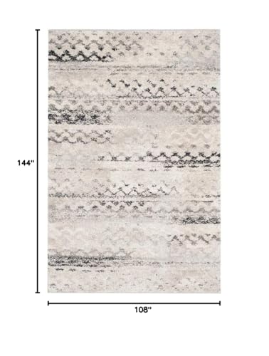 SAFAVIEH Retro Collection Area Rug - 9' x 12', Cream & Grey, Modern Abstract Design, Non-Shedding & Easy Care, Ideal for High Traffic Areas in Living Room, Bedroom (RET2136-1180)