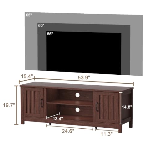 54" Farmhouse TV Stand with Storage Cabinet and Open Shelves, view 3