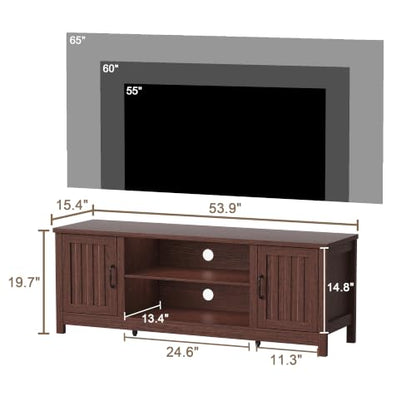 54" Farmhouse TV Stand with Storage Cabinet and Open Shelves, view 3