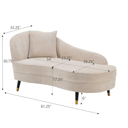 61" Boucle Curved Chaise Lounge Indoor with Pillow, view 3
